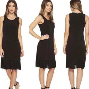 Michael Kors Black Sleeveless Pleated Trim Sheath Dress Size X-Large BRAND NEW